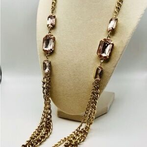 Elegant Gold and Pink Gemstone Necklace